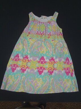 RED CAMEL GIRLS SLEEVELESS PAISLEY BOHO A-LINE DRESS PINK AQUA YELLOW SIZE 7 M93